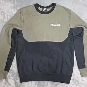 Nike Air Sweatshirt Crew Fleece Pullover Olive Green And Black Men's Small